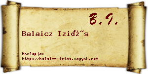 Balaicz Iziás névjegykártya